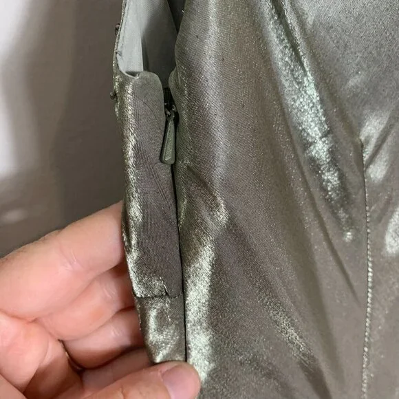 Alex Evenings Green Beaded Sequin Size 8 Jacketed Dress 2 Pc Sleeveless V neck - Picture 12 of 13